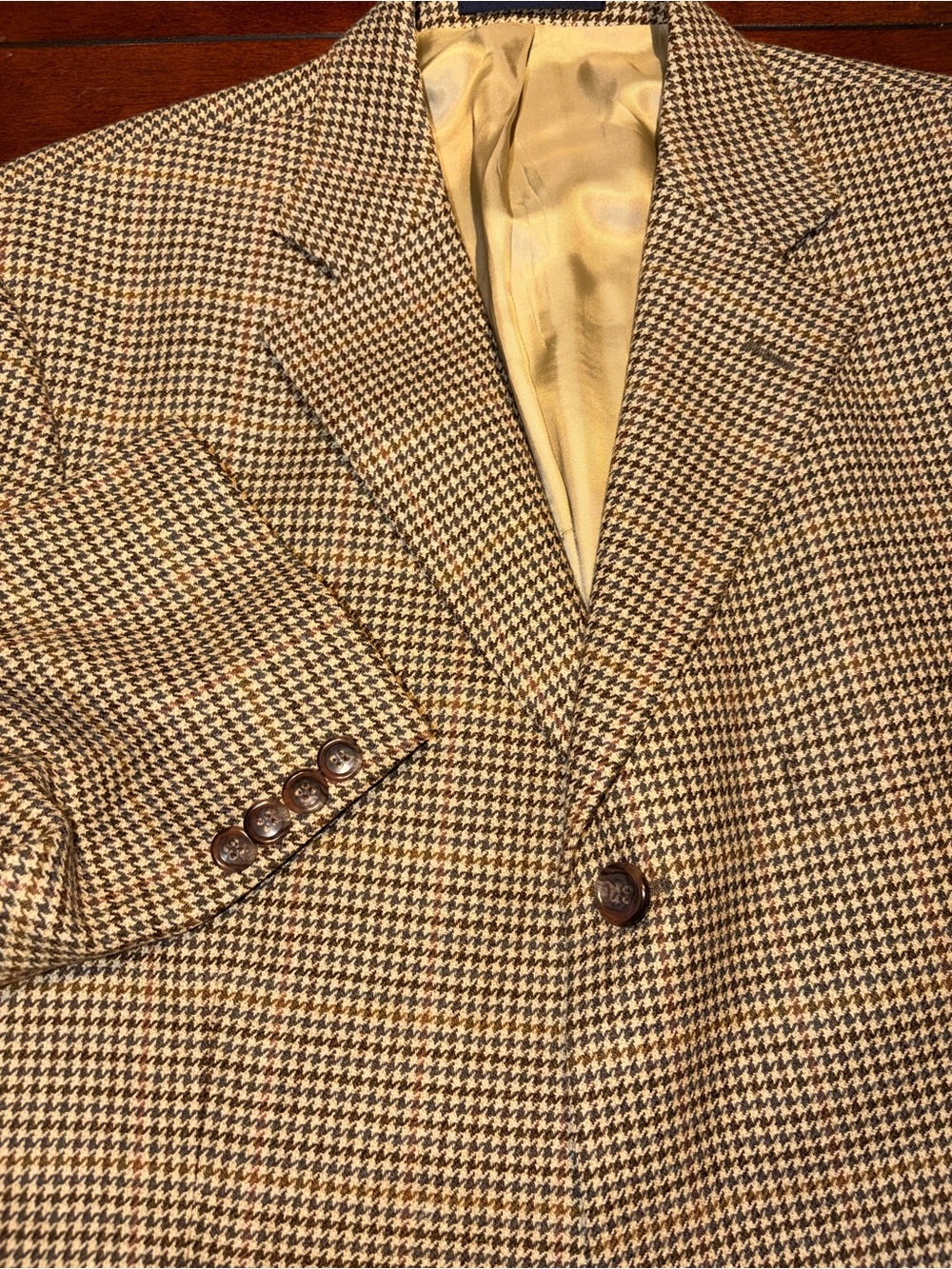 Alan Flusser Houndstooth Wool Men’s 3-Button Sport Coat Size 42 Short